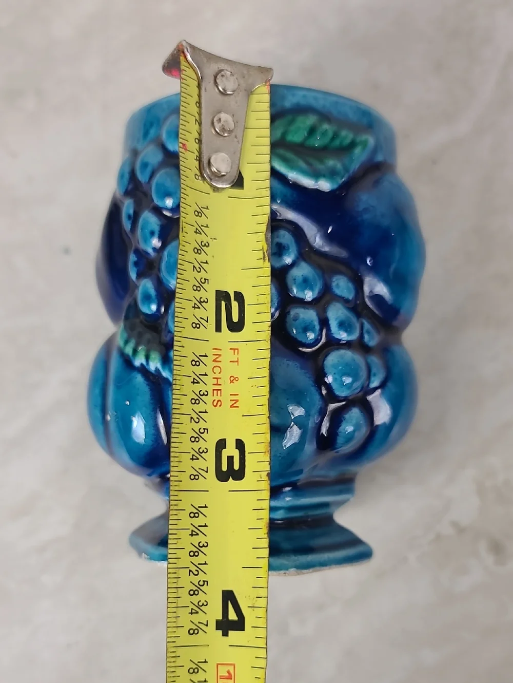 Vtg Inarco Mood Indigo Blue Glazed Fruit Mug Inarco Japan Blue Ceramic Cup Vase - Picture 13 of 14